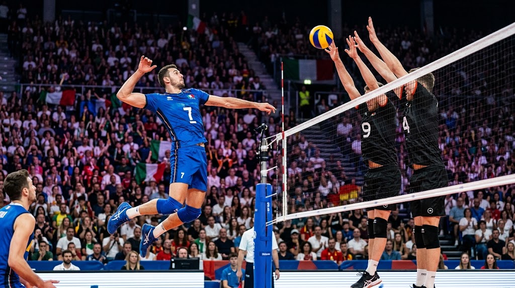 Italia - Germania FIPAV Cup 2026, l'azzurro schiaccia sul muro.